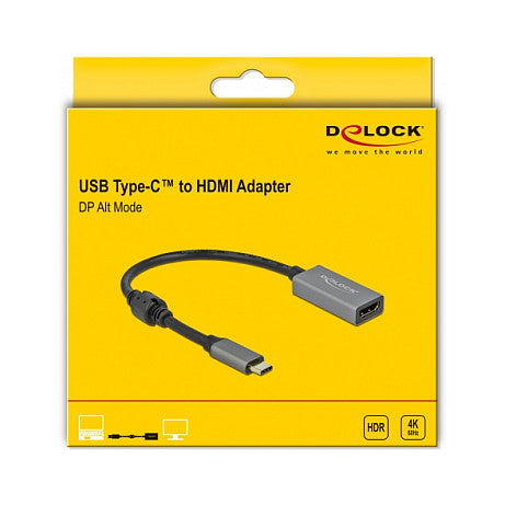 DELOCK Aktiver USB Type-C zu HDMI Adapter DP Alt Mode 4K 60Hz HDR