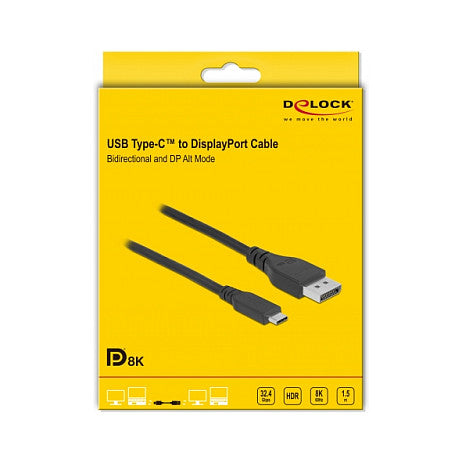 Bidirektionales USB Type-C™ zu DisplayPort Kabel (DP Alt Mode) 8K 60 Hz 1,5 m DP 8K zertifiziert