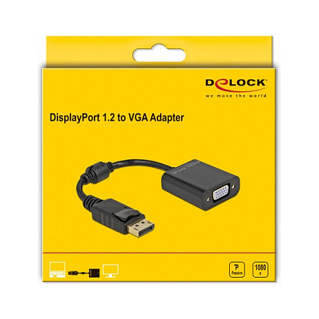 DELOCK Adapter DisplayPort 1.2 Stecker zu VGA Buchse Passiv schwarz