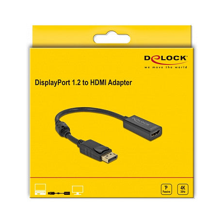 DELOCK Adapter DisplayPort 1.2 Stecker zu HDMI Buchse 4K Passiv schwarz