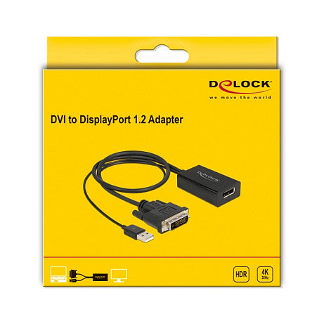 Adapter DVI Stecker zu DisplayPort 1.2 Buchse schwarz 4K mit HDR Funktion 50 cm