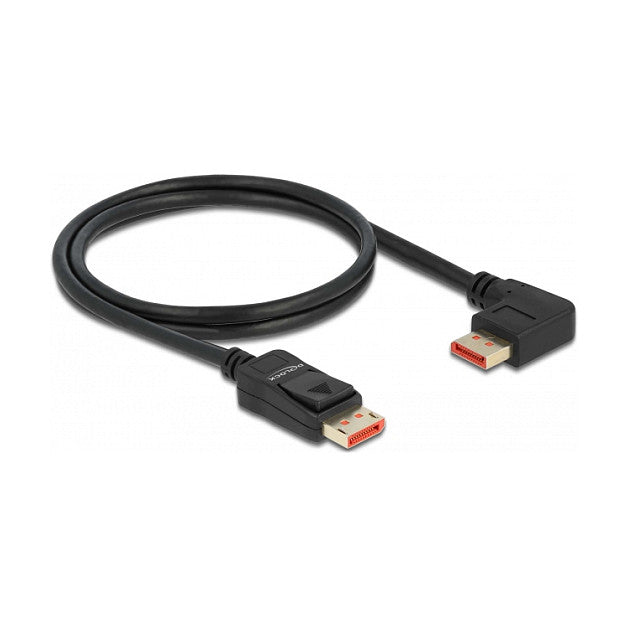 DisplayPort Kabel Stecker gerade zu Stecker 90° links gewinkelt 8K 60 Hz 1 m