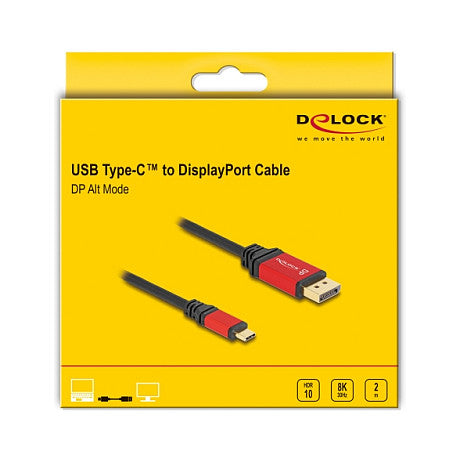 USB Type-C™ zu DisplayPort Kabel (DP Alt Mode) 8K 30 Hz mit HDR Funktion 2 m rot
