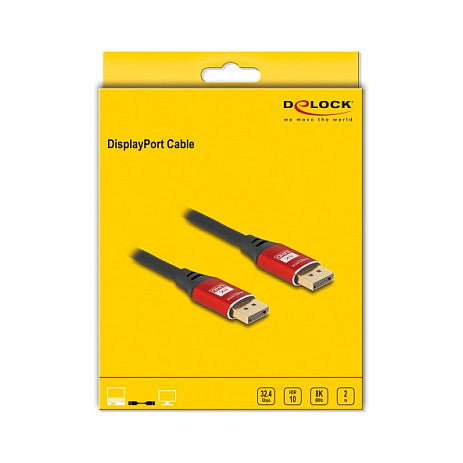 DELOCK DisplayPort Kabel 8K 60 Hz 2m rot Metall