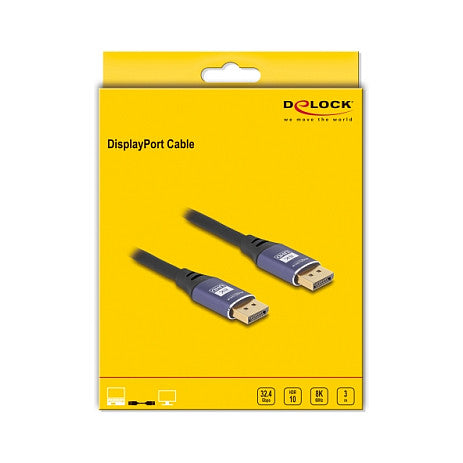 DELOCK DisplayPort Kabel 8K 60 Hz 3m flieder Metall