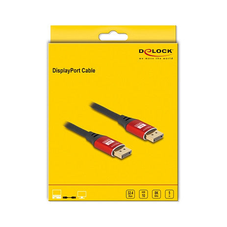 DELOCK DisplayPort Kabel 8K 60 Hz 5m rot Metall