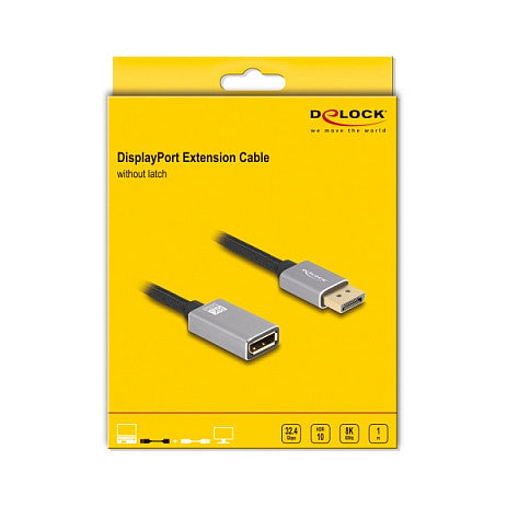 DisplayPort Verlängerungskabel 8K 60 Hz 1 m grau Metall ohne Einrastfunktion