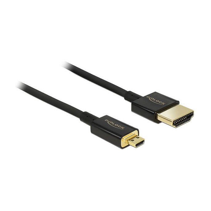 DELOCK Kabel High Speed HDMI mit Ethernet - HDMI-A Stecker > HDMI Micro-D Stecker 3D 4K 1.5 m Slim Premium