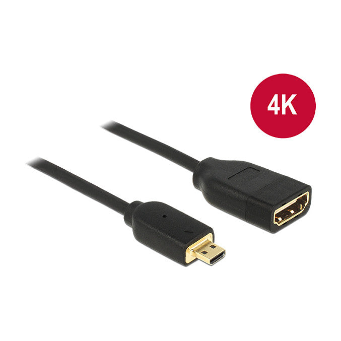 Kabel High Speed HDMI mit Ethernet – HDMI Micro-D Stecker > HDMI-A Buchse 3D 4K 20 cm