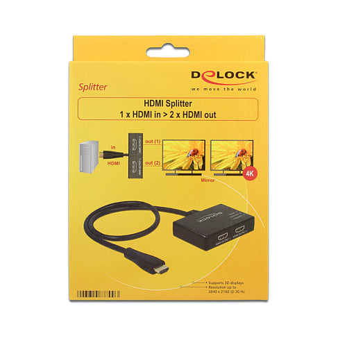 DELOCK HDMI Splitter 1 x HDMI in > 2 x HDMI out 4K