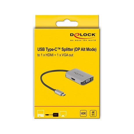 DELOCK USB Type-C Splitter DP Altmode > 1 x HDMI + 1 x VGA out