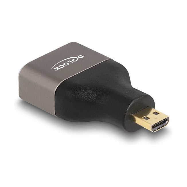 DELOCK HDMI Adapter Micro-D Stecker zu A Buchse 8K 60 Hz grau Metall