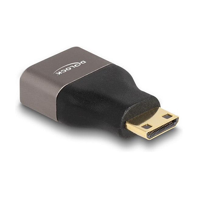 DELOCK HDMI Adapter Mini-C Stecker zu A Buchse 8K 60 Hz grau Metall