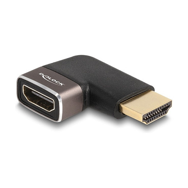 DELOCK HDMI Adapter Stecker zu Buchse 90 links gewinkelt 8K 60 Hz grau Metall