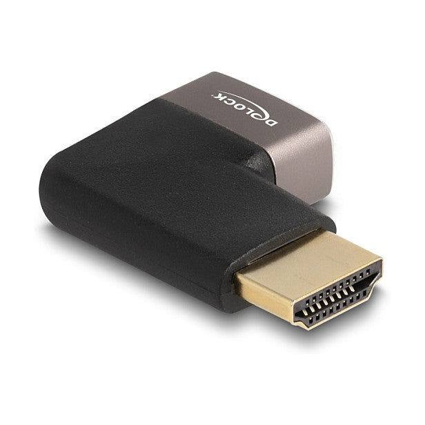 DELOCK HDMI Adapter Stecker zu Buchse 90 rechts gewinkelt 8K 60 Hz grau Metall