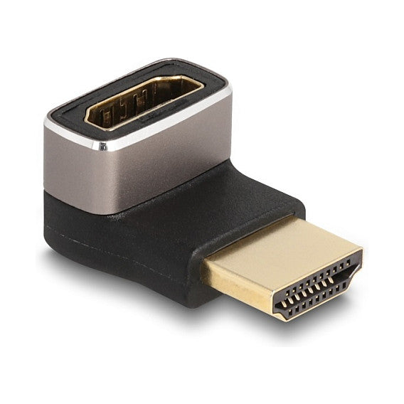 DELOCK HDMI Adapter Stecker zu Buchse 90 unten gewinkelt 8K 60 Hz grau Metall