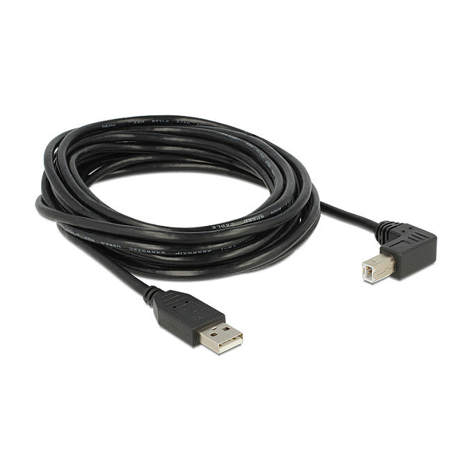 DELOCK Kabel USB 2.0 Typ-A Stecker > USB 2.0 Typ-B Stecker gewinkelt 5m schwarz