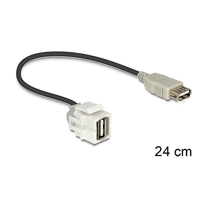 DELOCK Keystone Modul USB 2.0 A Buchse 250 > USB 2.0 A Buchse mit Kabel weiss