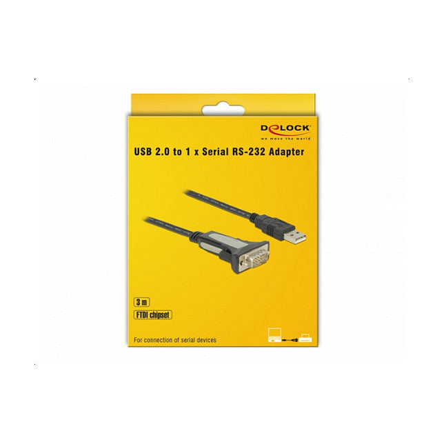 DELOCK Adapter USB 2.0 Typ-A zu 1 x Seriell RS-232 DB9 3 m