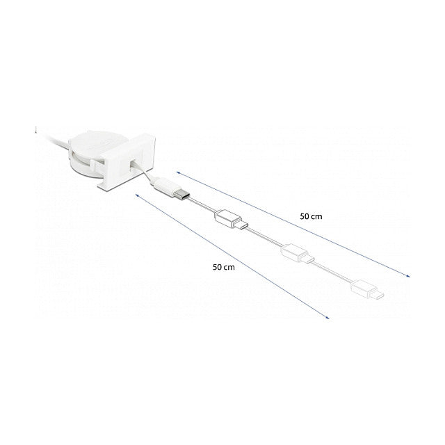 DELOCK Easy 45 Modul USB 2.0 Ausrollkabel USB Typ-A zu USB Type-C weiss