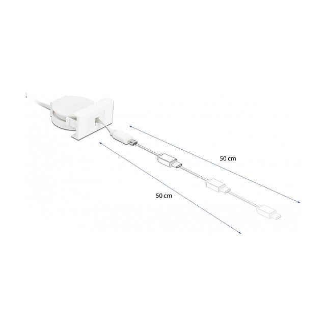 DELOCK Easy 45 Modul USB 2.0 Ausrollkabel USB Typ-A zu EASY-USB Typ Micro-B weiss