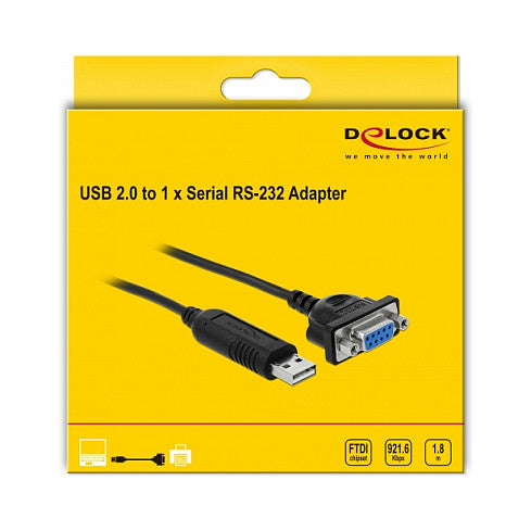 DELOCK USB 2.0 zu Seriell RS-232 Adapter mit Steckergehäuse