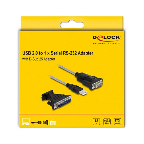 DELOCK Adapter USB 2.0 Typ-A > RS-232 D Sub 9 + D-Sub 25