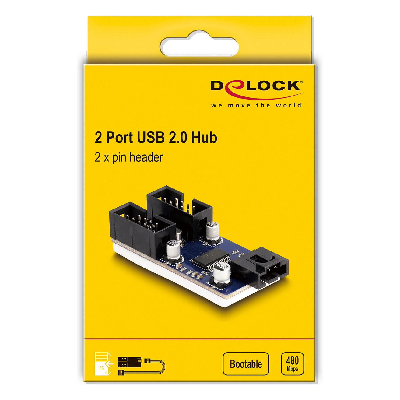 DELOCK USB 2.0 Pfostenstecker Hub 2 Port