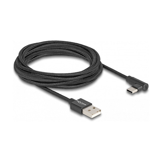 USB 2.0 Kabel Typ-A Stecker zu USB Type-C™ Stecker gewinkelt 3 m schwarz