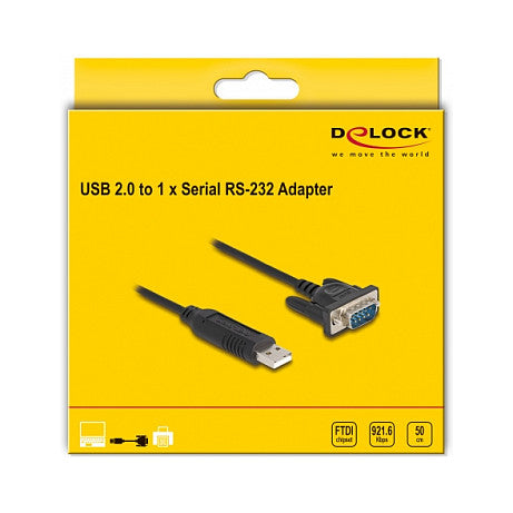 DELOCK Adapterkabel USB 2.0 Typ-A St zu 1 x Seriell 50cm