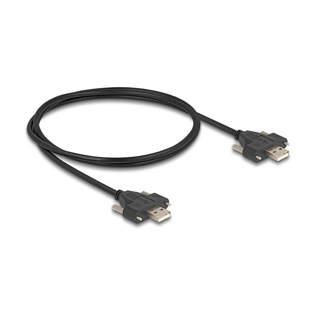 DELOCK USB 2.0 Kabel Typ-A Stecker zu Stecker mit Schraubenabstand 30mm 1m schwarz