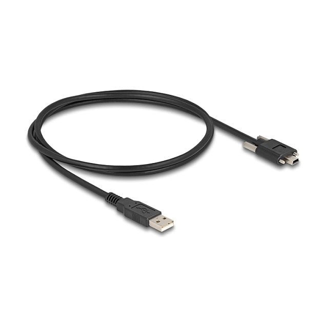 USB 2.0 Kabel Typ-A Stecker zu Typ Mini-B Stecker mit Schraubenabstand 13 mm 1 m schwarz
