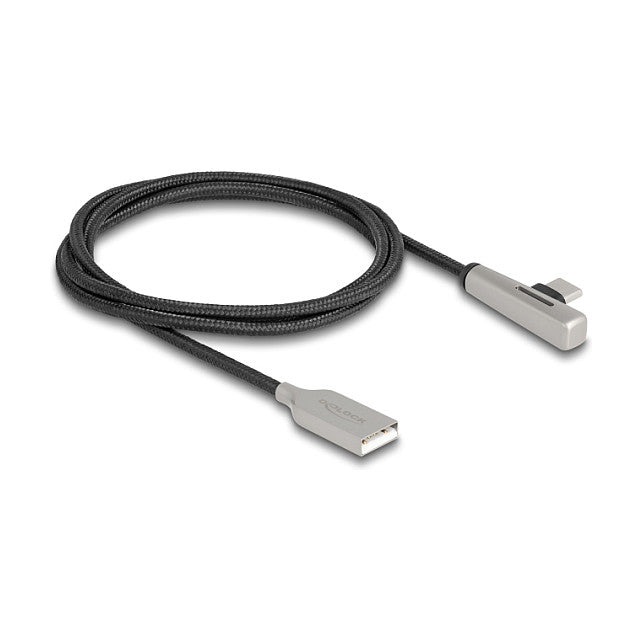 USB 2.0 Kabel Typ-A Stecker zu USB Type-C™ Stecker gewinkelt mit LED und Schnellladefunktion 60 W 1 m