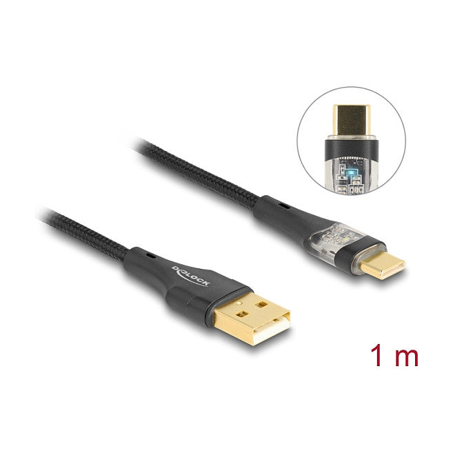 DELOCK USB 2.0 Kabel Typ-A St. zu USB Type-C St. 60 W 1 m