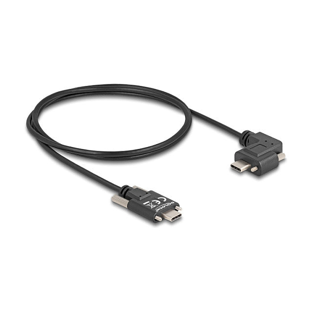 USB 2.0 Kabel USB Type-C™ Stecker mit Schrauben zu USB Type-C™ Stecker mit Schrauben gewinkelt links / rechts PD 3.0 60 W 1 m