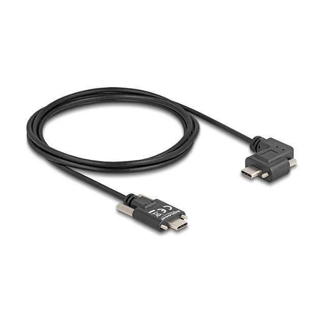 USB 2.0 Kabel USB Type-C™ Stecker mit Schrauben zu USB Type-C™ Stecker mit Schrauben gewinkelt links / rechts PD 3.0 60 W 2 m