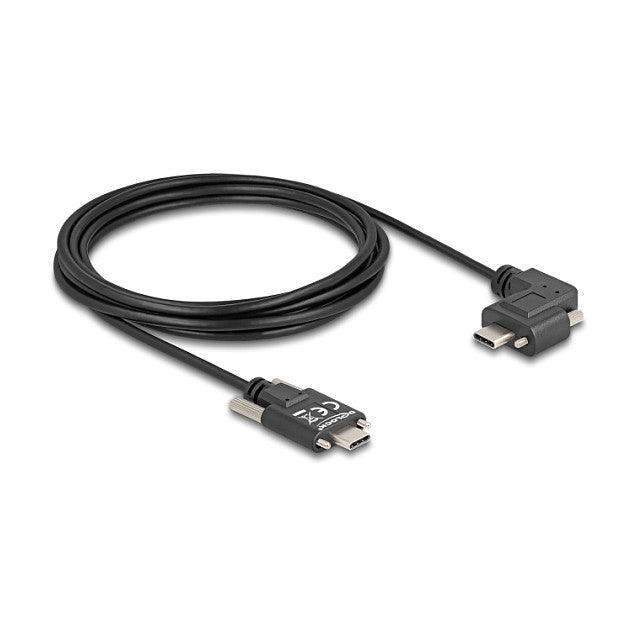 DELOCK USB 2.0 Kabel USB Type-C Stecker mit Schrauben zu USB Type-C Stecker mit Schrauben gewinkelt links / rechts PD 3.0 60 W 3m