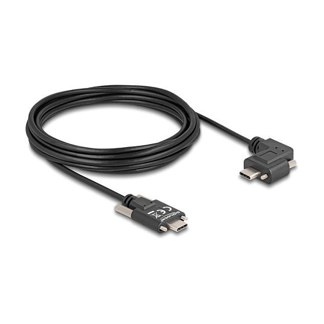 USB 2.0 Kabel USB Type-C™ Stecker mit Schrauben zu USB Type-C™ Stecker mit Schrauben gewinkelt links / rechts PD 3.0 60 W 5 m