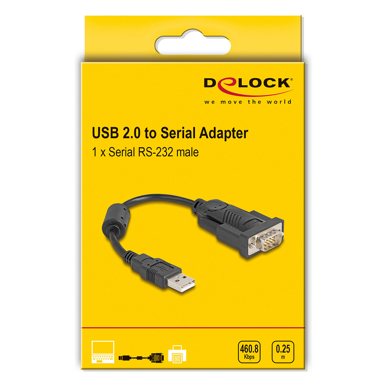 DELOCK Adapter USB 2.0 A > 1x Seriell DB9 RS-232 St/St 0.25m