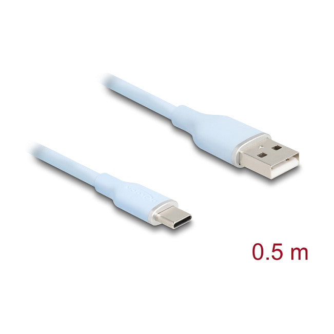 DELOCK USB 2.0 Kabel USB Typ-A St > USB Typ-C St 0.5m blau