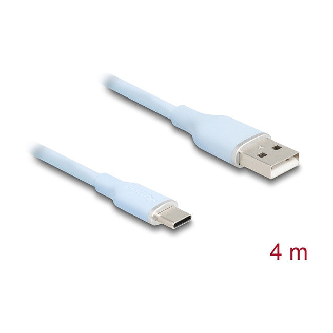 USB 2.0 Kabel USB Typ-A Stecker zu USB Type-C™ Stecker 4 m blau Silikon
