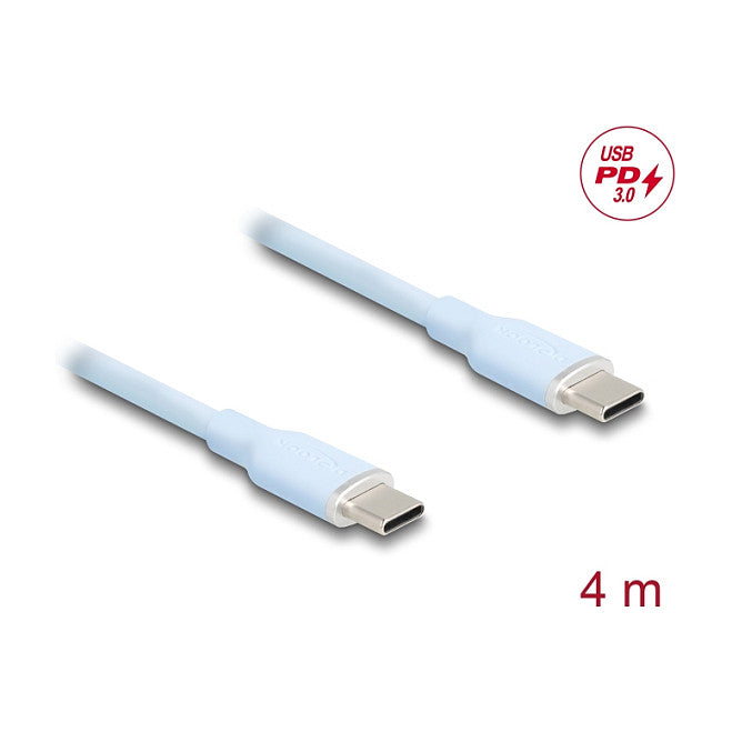 USB 2.0 Kabel USB Type-C™ Stecker zu Stecker PD 3.0 60 W 4 m blau Silikon