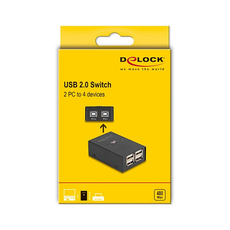 DELOCK USB 2.0 Switch für 2 PC an 4 Geräten