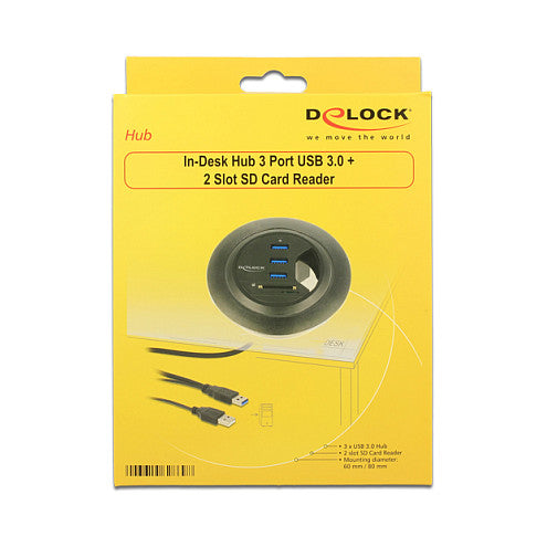 DELOCK Tisch-Hub 3 Port USB 3.0 + 2 Slot SD Card Reader