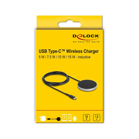 DELOCK Wireless Charger mit 5 W / 7.5 W / 10 W / 15 W - Induktives Ladepad