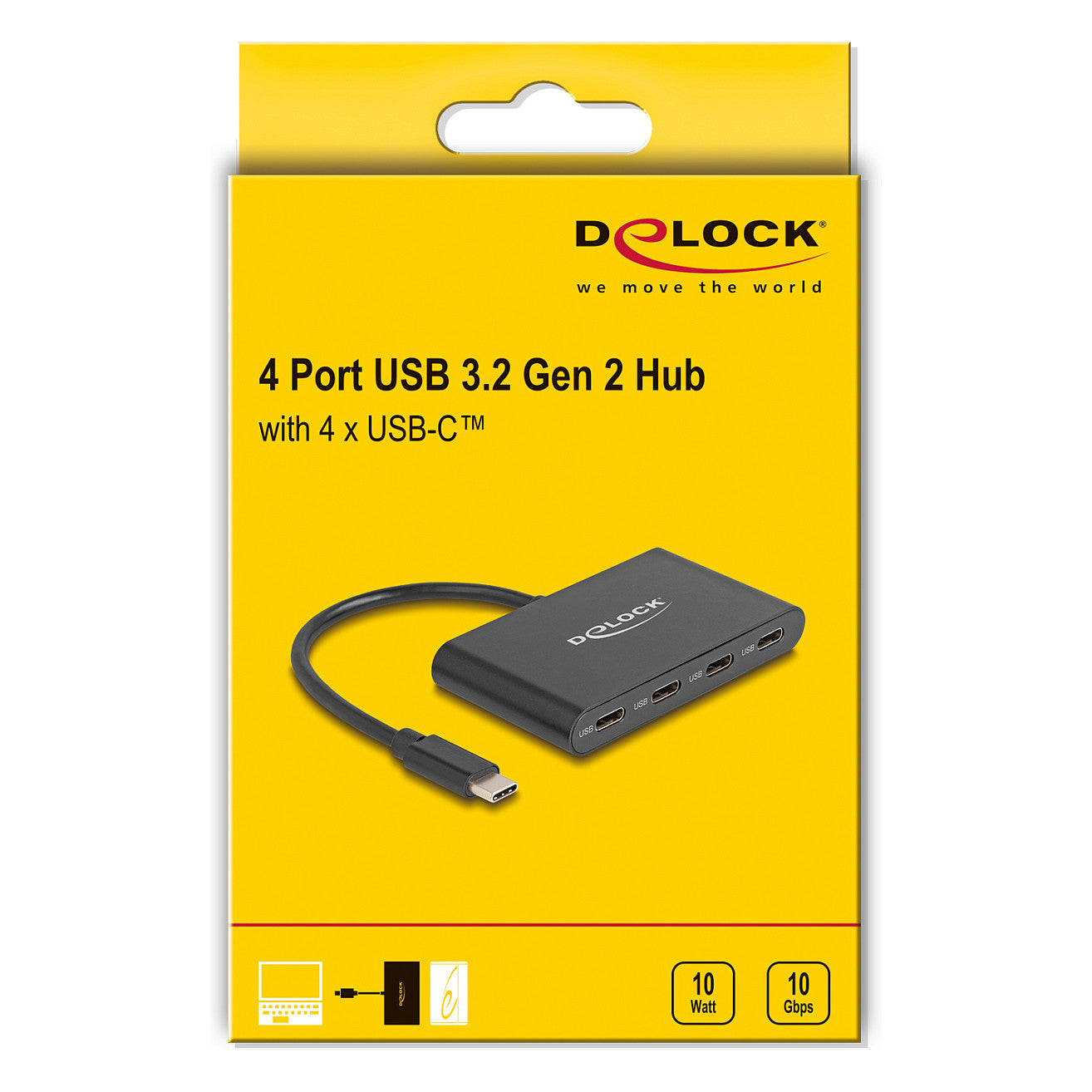 DELOCK USB 3.2 Gen 2 USB Type-C Hub mit 4 x USB Type-C Buchse - 10 Gbps