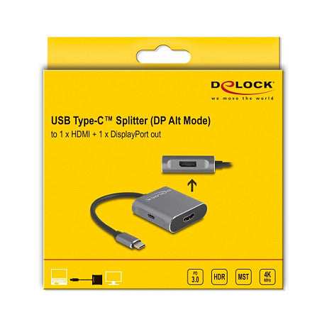 USB Type-C™ Splitter (DP Alt Mode) zu 1 x HDMI + 1 x DisplayPort MST mit USB Type-C™ PD