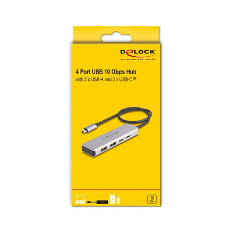 USB 10 Gbps USB Type-C™ Hub mit 2 x USB Typ-A und 2 x USB Type-C™ mit 35 cm Anschlusskabel