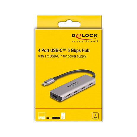 DELOCK USB 5 Gbps 4 Port USB Type-C Hub mit USB Type-C Anschluss