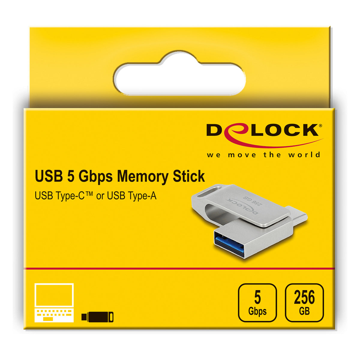 USB 5 Gbps USB-C™ + Typ-A Speicherstick 256 GB - Metallgehäuse